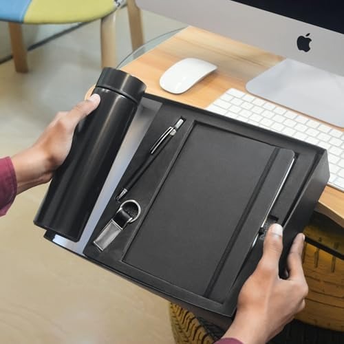 4 in 1 Corporate Gift Set which Includes Diary,Keychain, Metal Pen & Water Bottle. Gift Set for, Employee Corporate Gift (Copy)